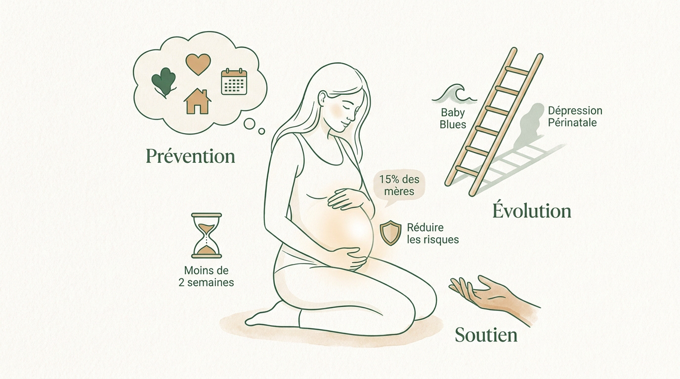 Femme enceinte recevant un soutien psychologique et médical pour prévenir la dépression post-partum