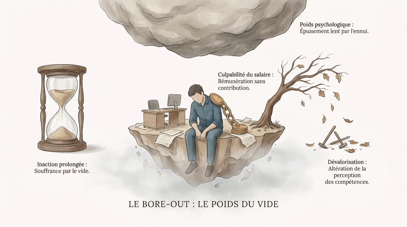 Illustration du sentiment de vide et d'ennui profond au travail