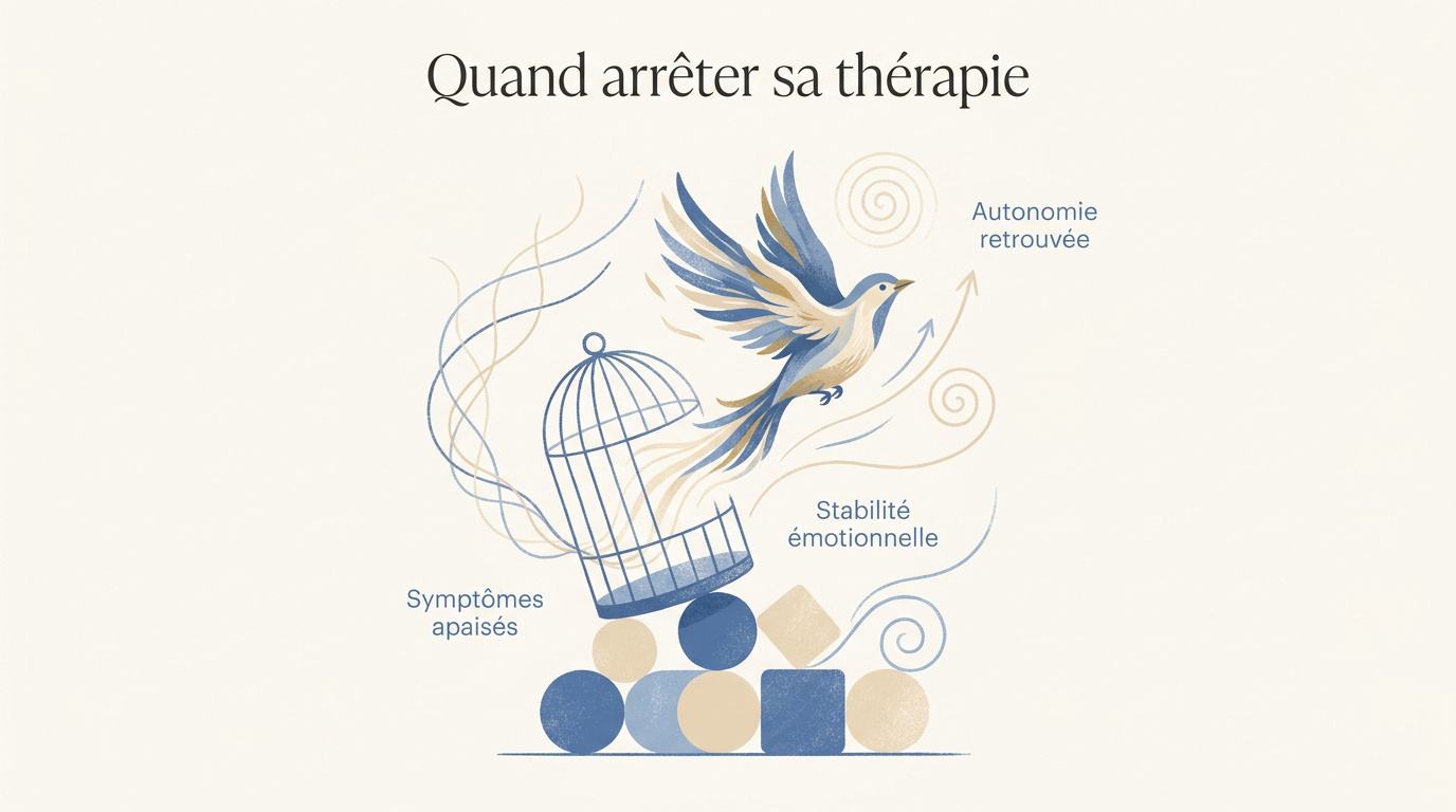 Représentation symbolique de l'envol et de l'autonomie retrouvée après une thérapie réussie