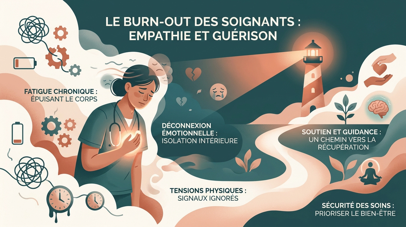 Soignant épuisé en milieu hospitalier illustrant le burn-out professionnel