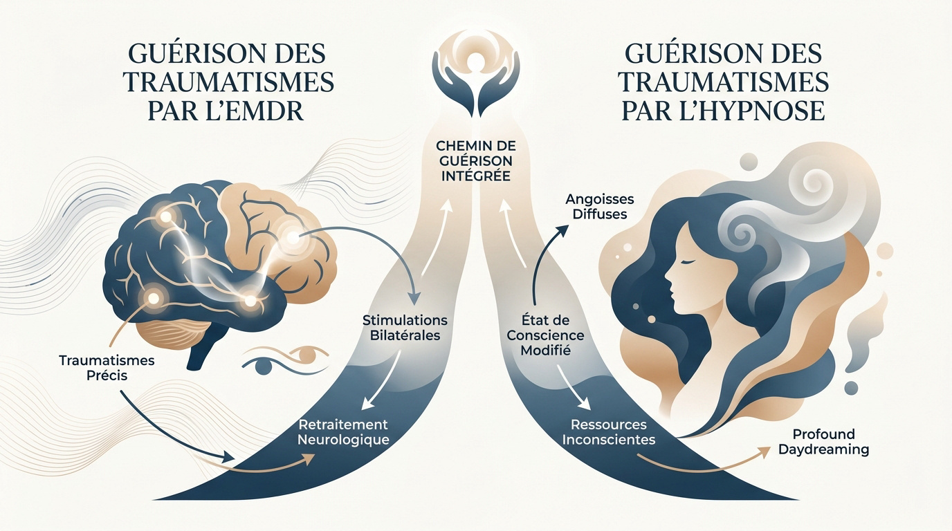 Comparaison thérapeutique entre EMDR et hypnose pour le traitement des traumatismes