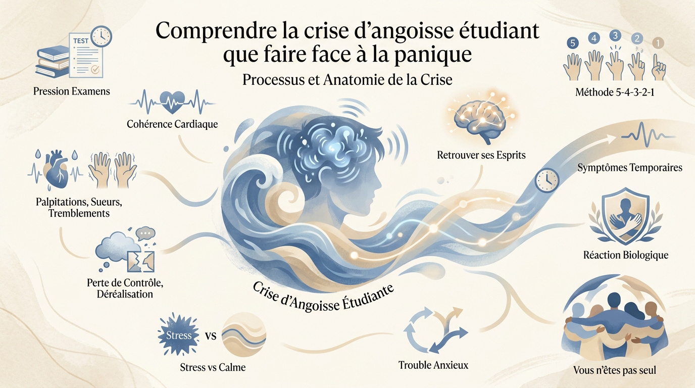 Infographie sur la gestion de la crise d'angoisse et de la panique chez les étudiants