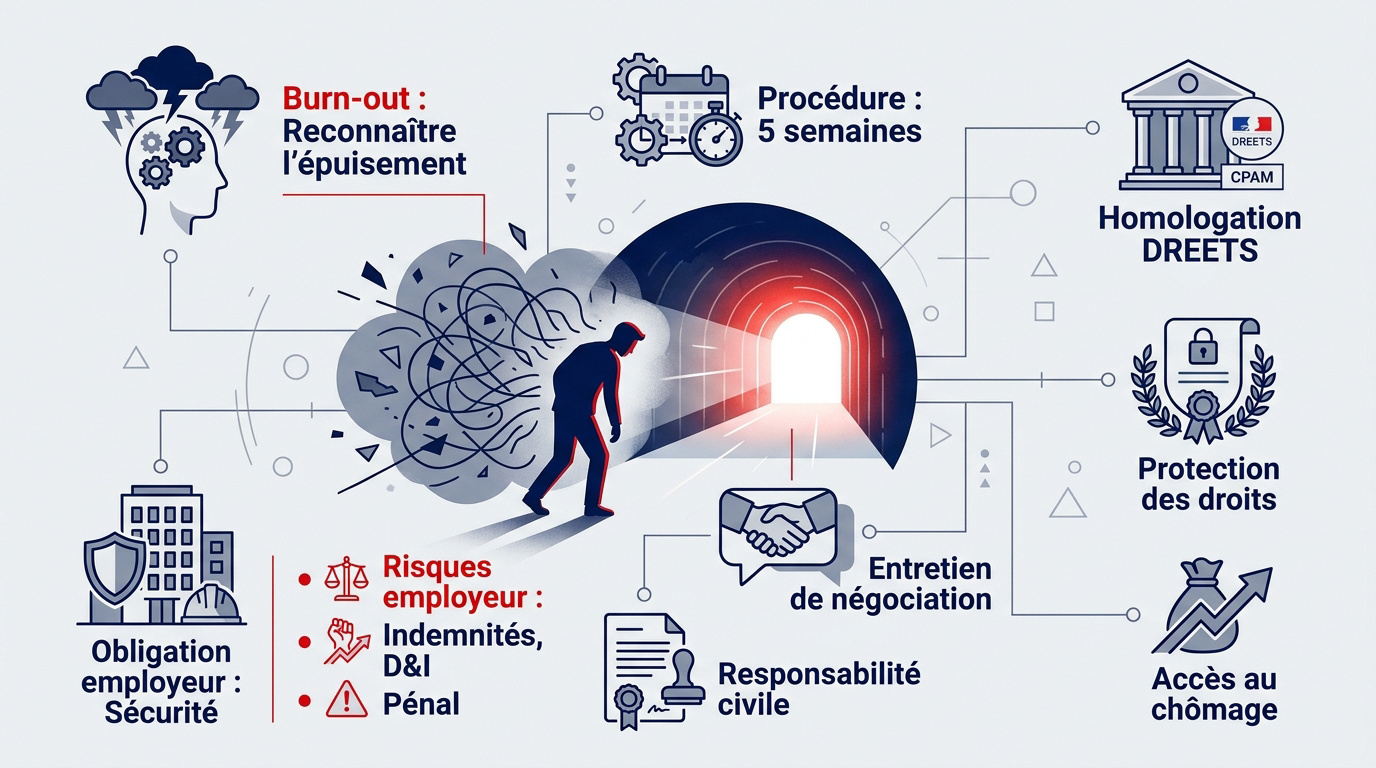 Infographie sur la rupture conventionnelle et le burn-out